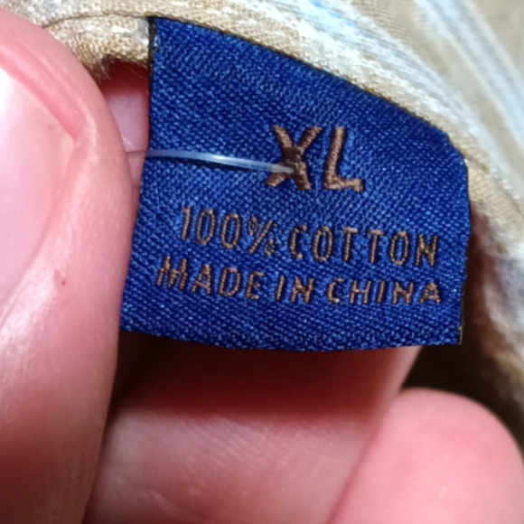 David Donahue Beige Windowpane Plaid Men's Button Down Dress Shirt XL - Picture 5 of 5